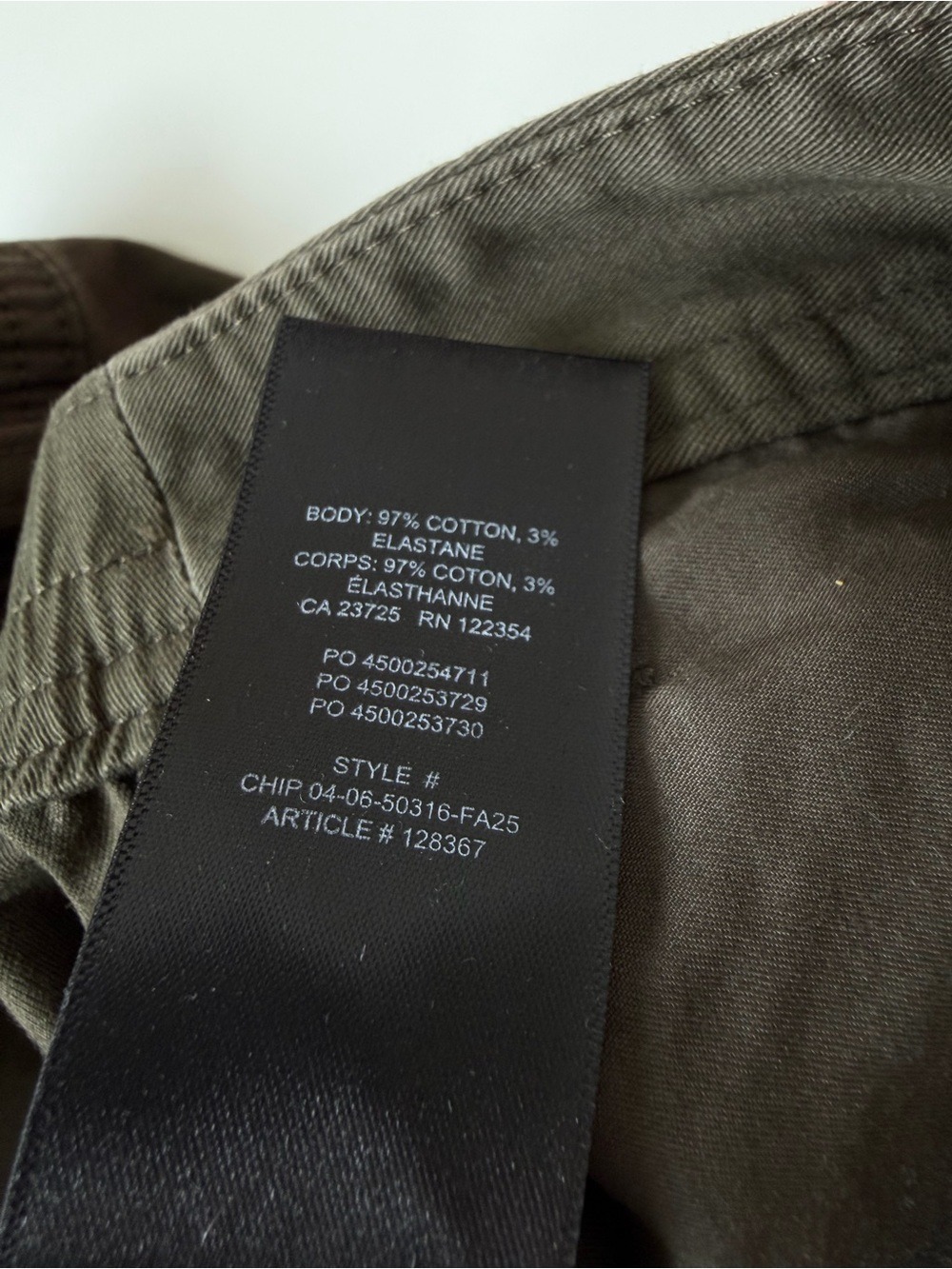 ARITZIA WILFRED CHINO RELAXED HI-RISE WIDE PANT In washed dark olive - Picture 9 of 12